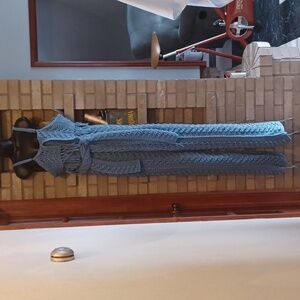 vintage hand-crocheted jumpsuit, blue, one of a kind, sz medium, handmade